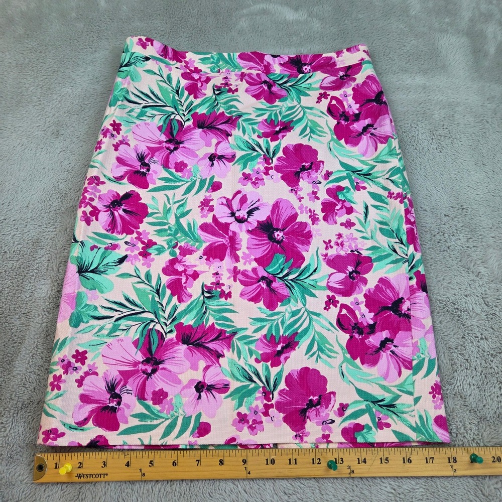 J.Crew Floral Pencil Skirt Womens 4 Tropical Cotton Mini Knee Length Pink Multi